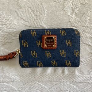 Dooney & Bourke Small Leather Signature Zip Around Wallet - Navy Blue